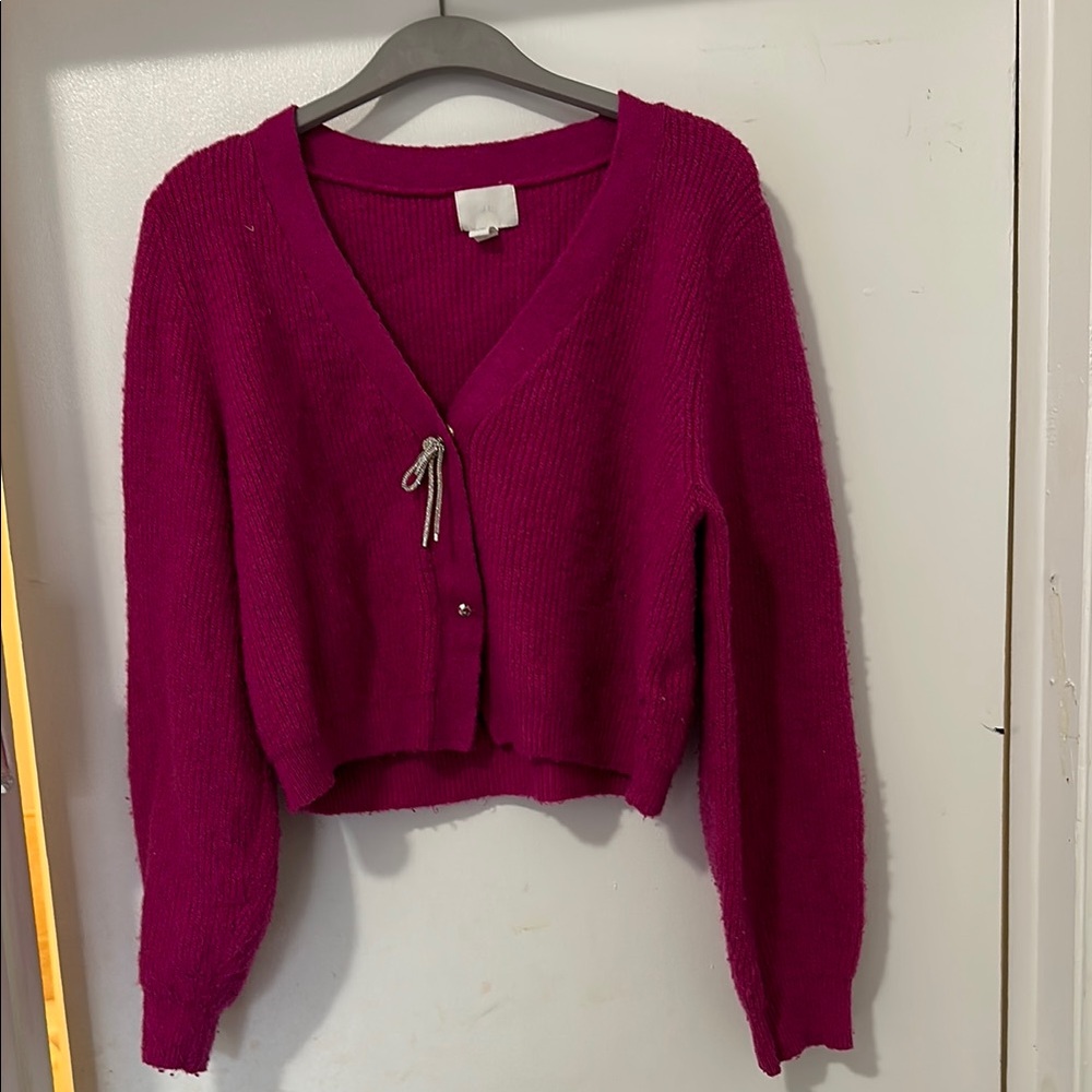 H&M Pink Cropped Cardigan Sweater